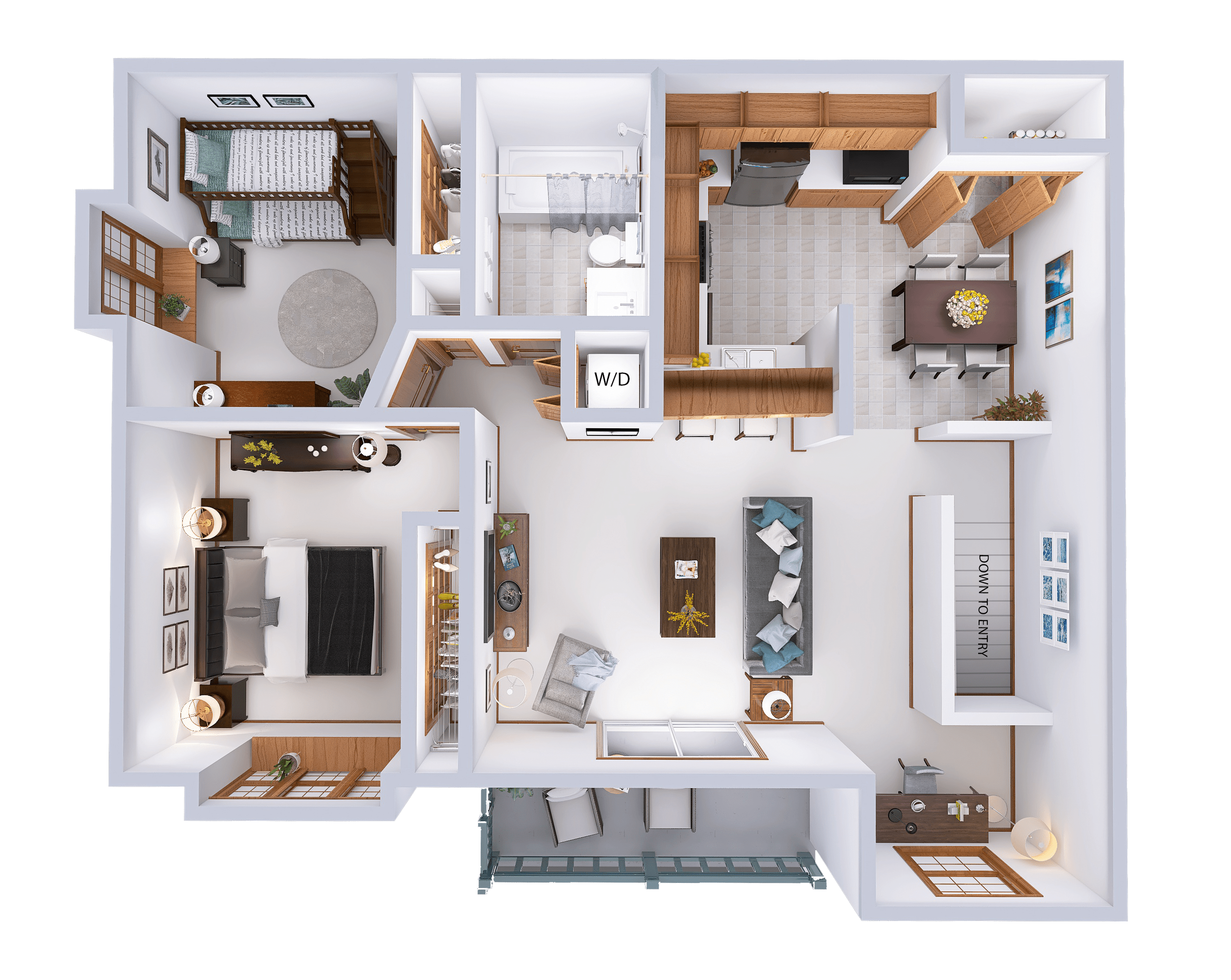 Floor plan for 2 beds, 1 bath, 1079 sqft